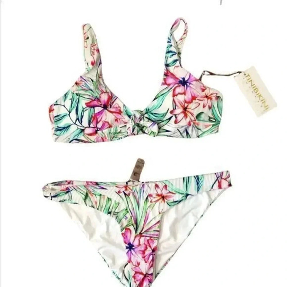 TiniBikini Swimwear Two Piece Bathing Suit Tropical - Picture 1 of 8